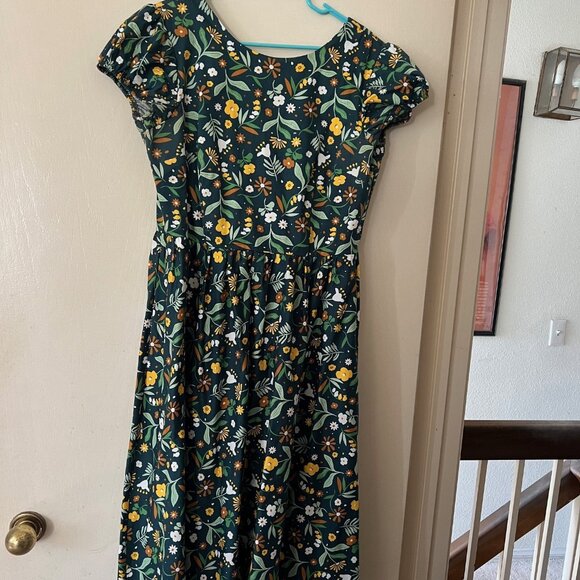 MODCLOTH x COLLECTIF Bustling Blooms Green Demira Floral Swing Dress US10 UK14 - Picture 2 of 8